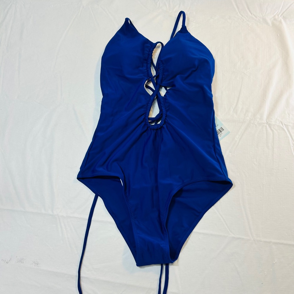 Cupshe Royal Blue Lace Up Cut Out One Piece Swimsuit OSC-912C Womens Small NWT